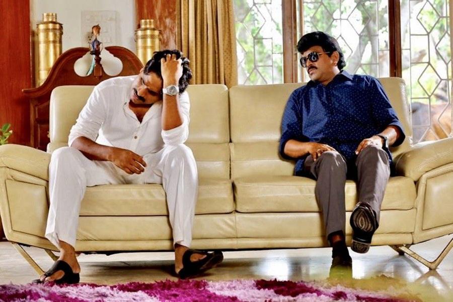 Power Star movie still featuring Pawan Kalyan and Chiranjeevi