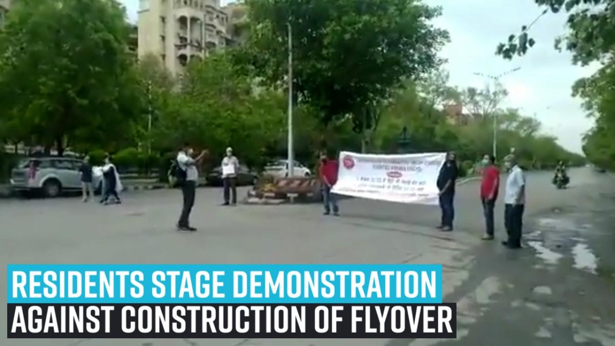 Residents stage demonstration against construction of flyover in Dwarka