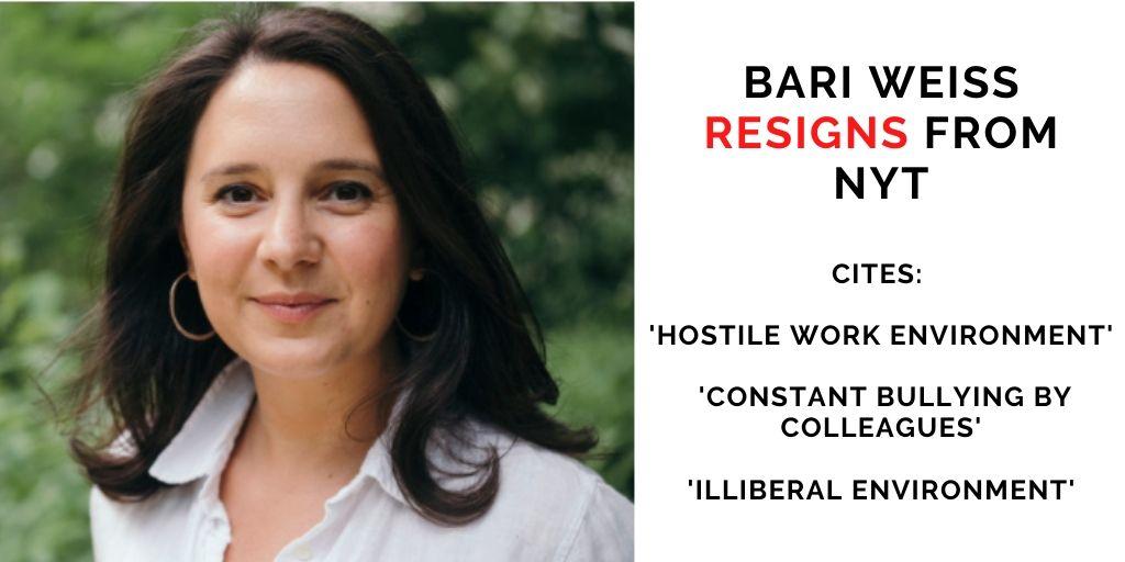 NYT-redacteur Bari Weiss neemt ontslag onder vermelding van ‘vijandige werkomgeving’; volledige tekst van aftreden, reacties