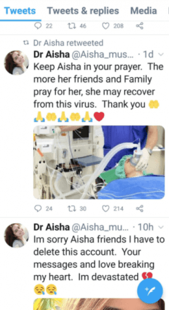 Dr Aisha tweets