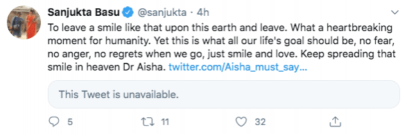 Tweet op Dr. Aisha