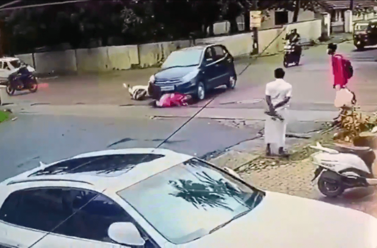 Mangaluru-vrouw aangereden door auto, gesleept voor lokale stop, de bestuurder betrapt op camerabeelden