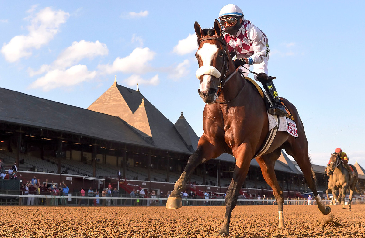 Belmont-kampioen Tiz the Law cruises naar de overwinning in Travers