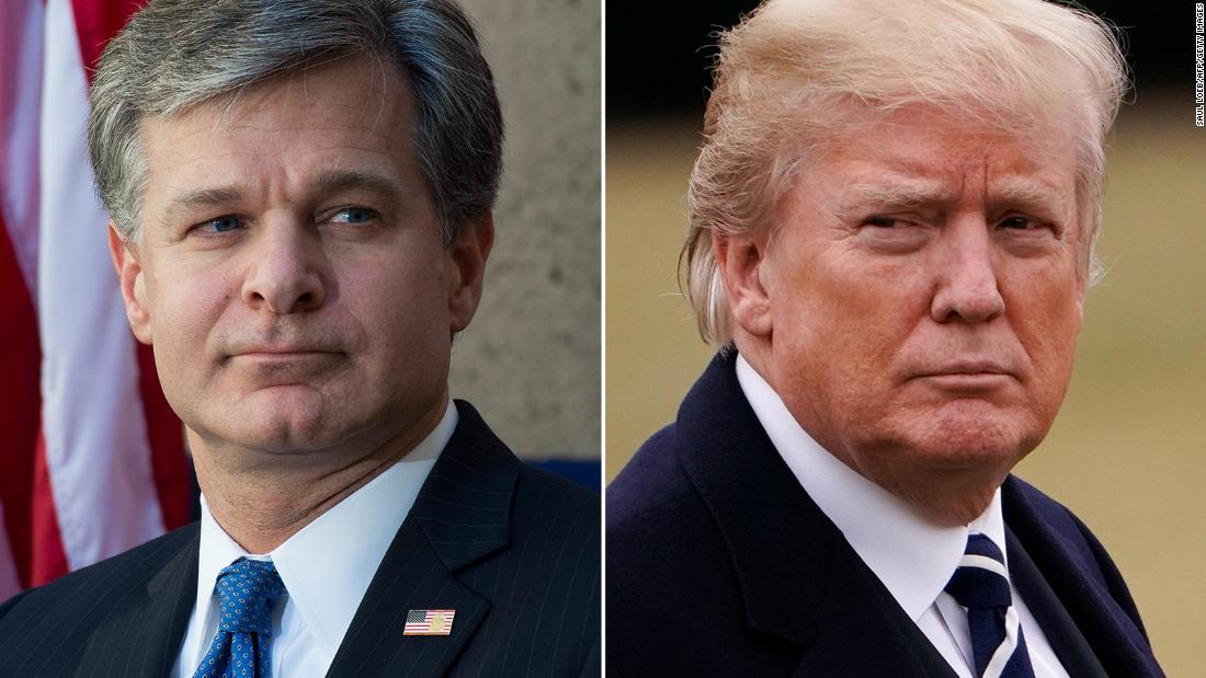 Trump gaat achter FBI-directeur Wray aan, die hij heeft benoemd, en waarschuwt Barr