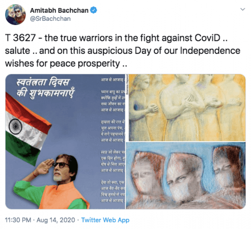 Amitabh Bachchan tweet op onafhankelijkheidsdag