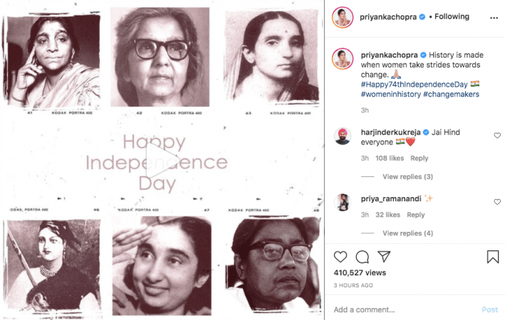 Priyanka Chopra Instagram-bericht