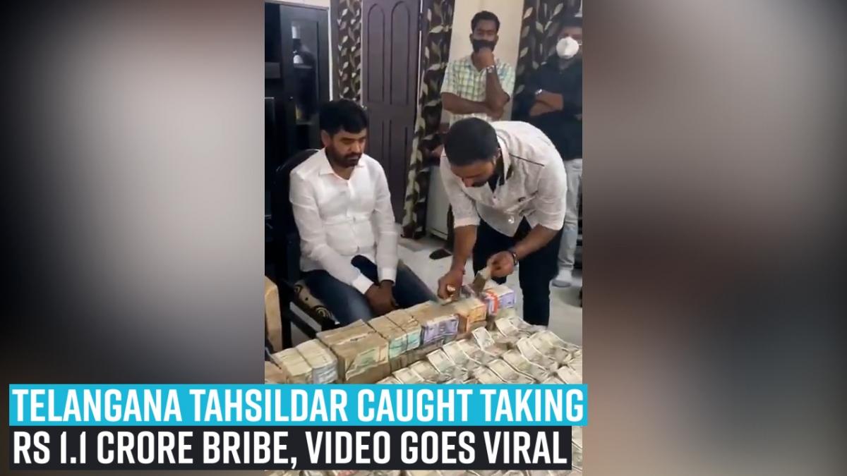 Omkoping in Telangana: Tahsildar werd op heterdaad betrapt terwijl hij Rs 1.1 crore omkoping accepteerde [Video]